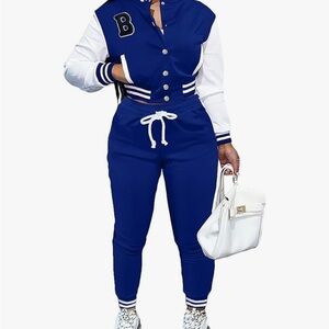 New! Never worn, Chic Blue and White Women's Pantsuit